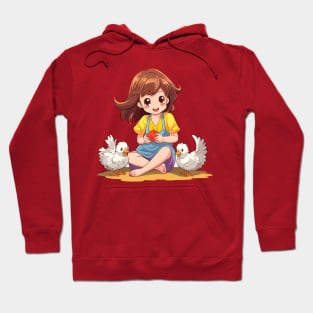 Girls playing with chickens Hoodie